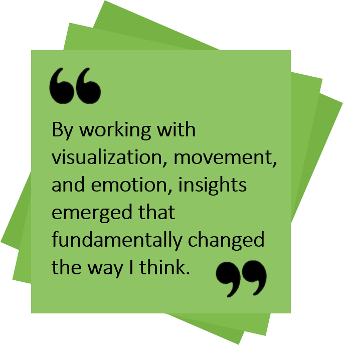 Working with visualization, movement, and emotion — insights emerge that fundamentally change the way you think.